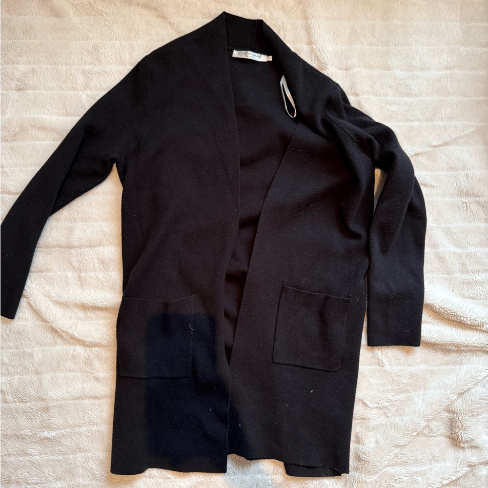 Long Simons Black Women's Open Sweater
